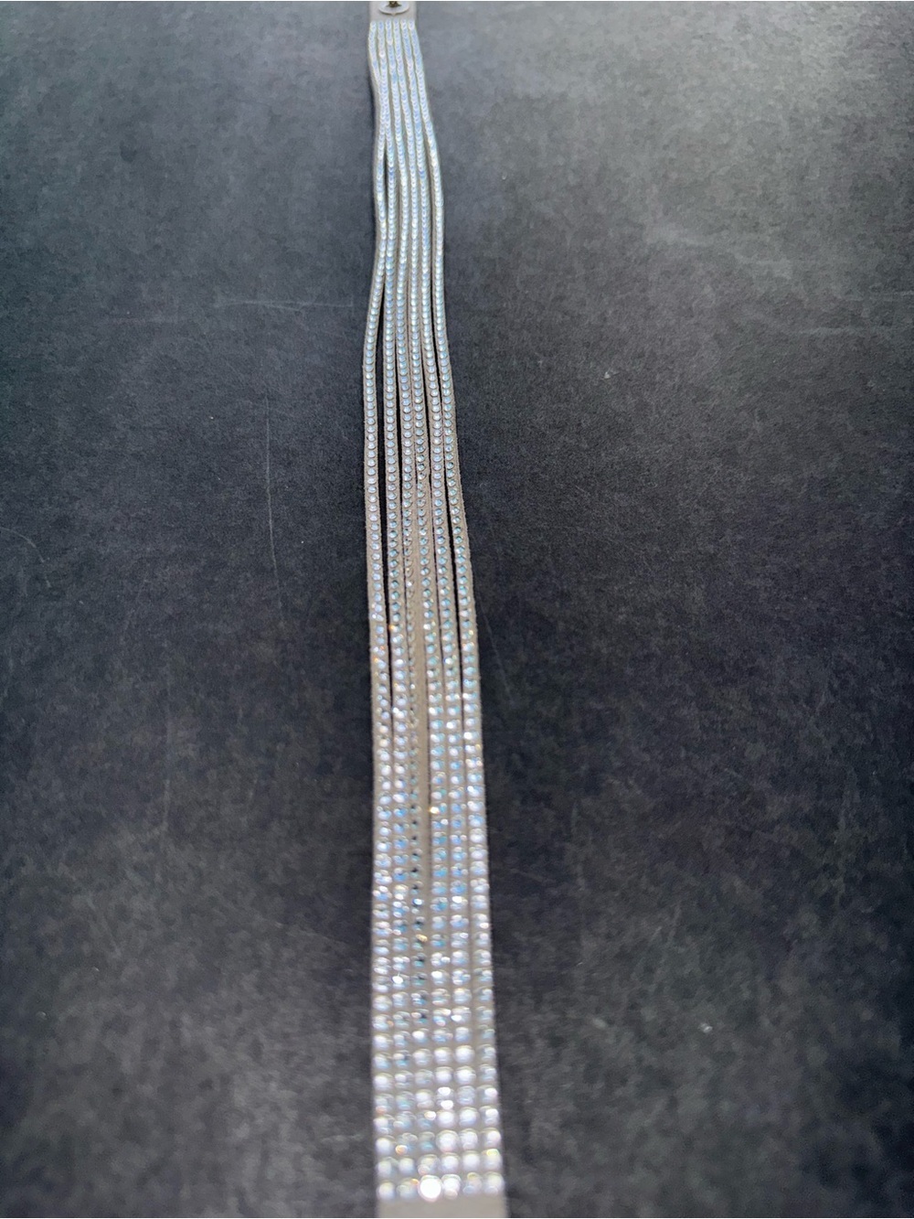 Silver rhinestone choker necklace - Picture 4 of 7